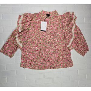 Who What Wear Floral Ruffled Blouse Large